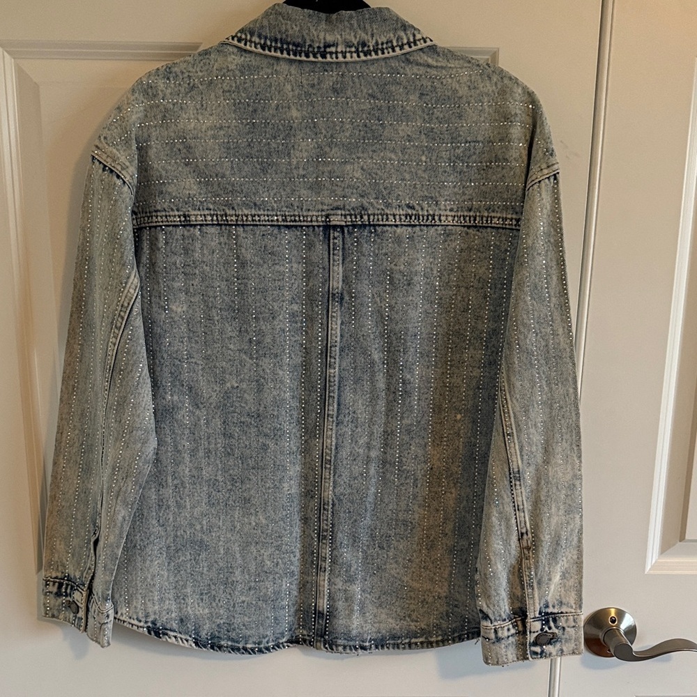 NWOT Vervet Striped Rhinestone Denim Jacket/Shacket Size Small - Picture 7 of 9
